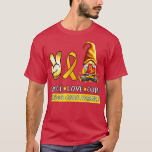 Childhood Cancer Awareness Ribbon Peace Love Cure T-Shirt
