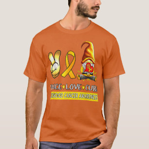 Childhood Cancer Awareness Ribbon Peace Love Cure T-Shirt