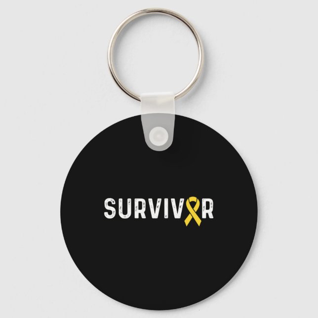 Childhood Cancer Awareness Ribbon Survivor Remissi Key Ring (Front)