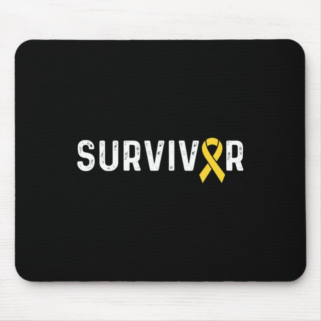 Childhood Cancer Awareness Ribbon Survivor Remissi Mouse Mat (Front)