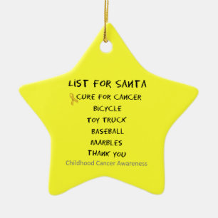 Childhood Cancer Awareness Santa List Boys Ceramic Tree Decoration