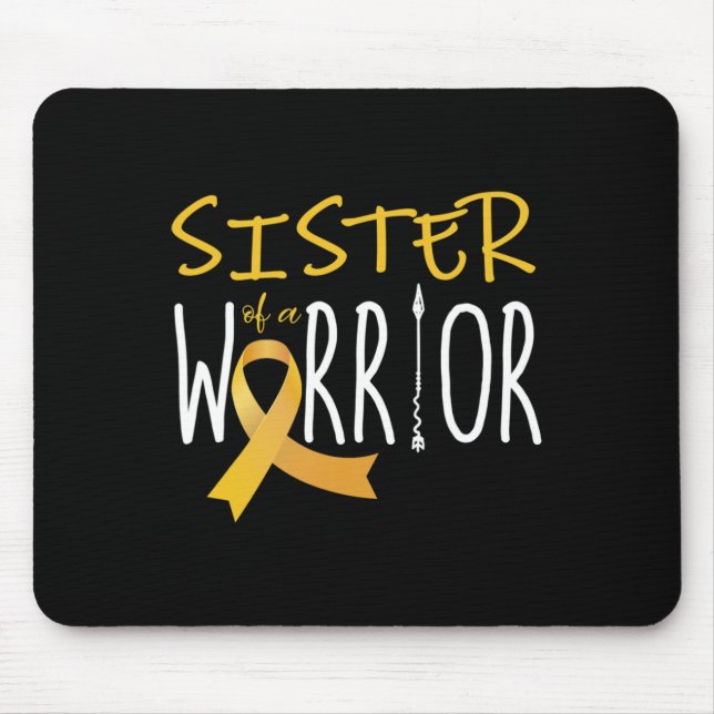 Childhood cancer awareness Sister of a warrior  Mouse Mat (Front)