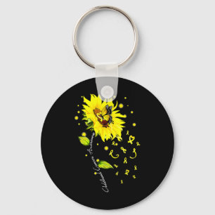 Childhood Cancer Awareness Sunflower Butterfly Gol Key Ring