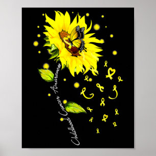 Childhood Cancer Awareness Sunflower Butterfly Gol Poster