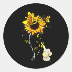 Childhood Cancer Awareness Sunflower Elephant Men  Classic Round Sticker