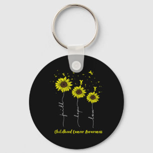 Childhood Cancer Awareness Sunflower Faith Hope Lo Key Ring