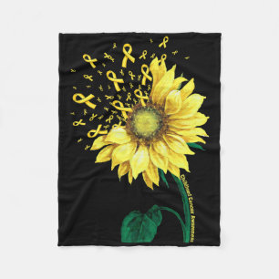 Childhood Cancer Awareness Sunflower Yellow Ribbon Fleece Blanket