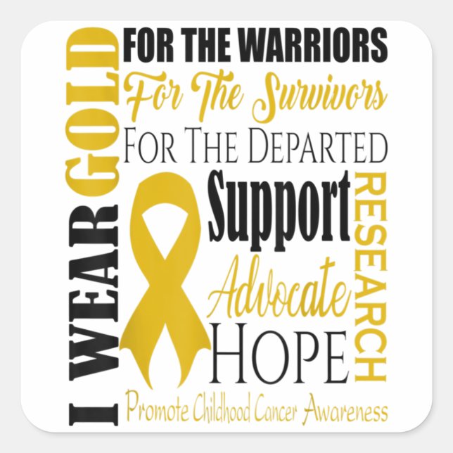Childhood Cancer Awareness T Gold for a Child Square Sticker (Front)