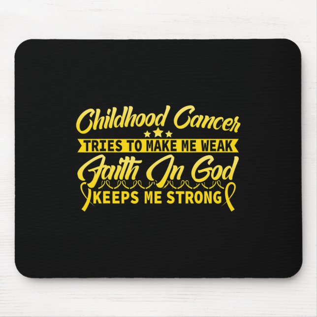 Childhood Cancer Awareness Tee God keeps me strong Mouse Mat (Front)