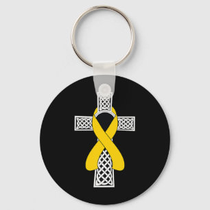 Childhood Cancer Awareness Tee Gold Ribbon Celtic Key Ring