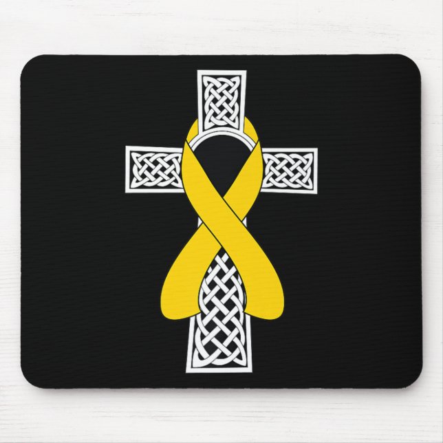 Childhood Cancer Awareness Tee Gold Ribbon Celtic  Mouse Mat (Front)