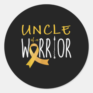 Childhood Cancer Awareness Uncle Of A Warrior  Classic Round Sticker
