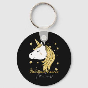 Childhood Cancer Awareness Unicorn Ribbon Twinkle Key Ring