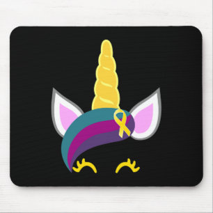 Childhood Cancer Awareness Unicorn Yellow Ribbon Mouse Mat