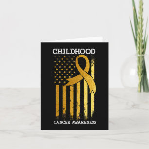 Childhood Cancer Awareness USA Flag Gold Ribbon Wa Card