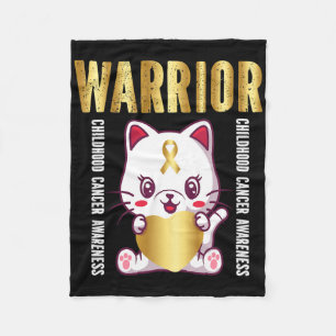 Childhood Cancer Awareness Warrior Cute Cat Fleece Blanket