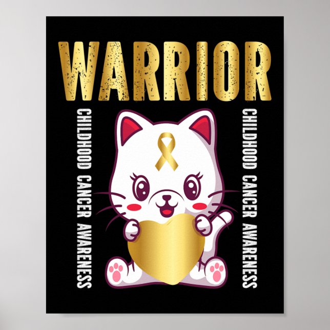 childhood cancer awareness warrior cute cat  poster (Front)