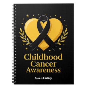 Childhood Cancer Awareness Warrior Gold Heart Notebook