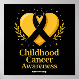 Childhood Cancer Awareness Warrior Gold Heart Poster