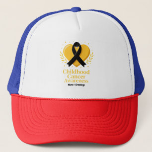 Childhood Cancer Awareness Warrior Gold Heart Trucker Hat