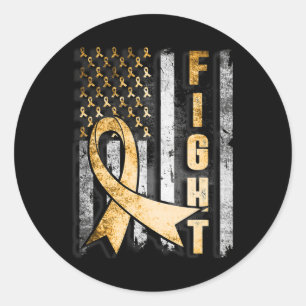 Childhood Cancer Awareness Warrior Us Flag Classic Round Sticker