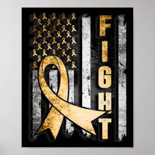 Childhood Cancer Awareness Warrior US Flag  Poster