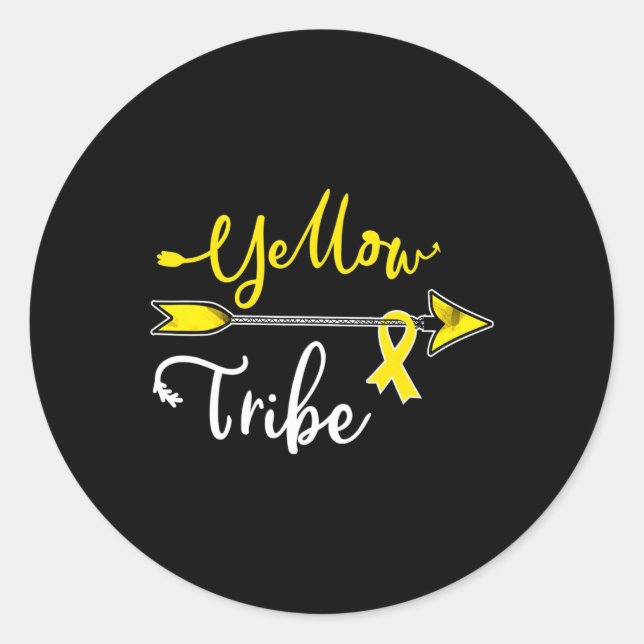Childhood Cancer Awareness Yellow Ribbon Sarcoma B Classic Round Sticker (Front)