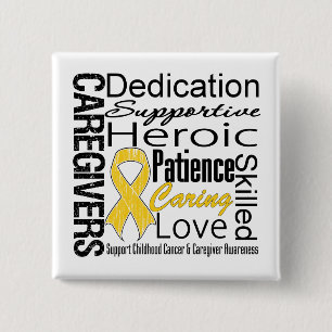 Childhood Cancer Caregivers Collage 15 Cm Square Badge