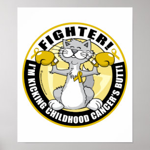 Childhood Cancer Cat Fighter Poster