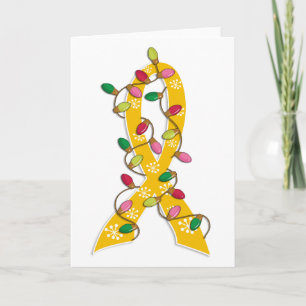 Childhood Cancer Christmas Lights Ribbon Holiday Card