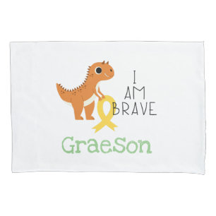 childhood cancer Custom I am brave dino Pillowcase