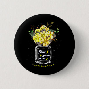 Childhood Cancer Faith Love Hope Flower Jar Awaren 6 Cm Round Badge