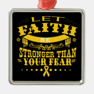 Childhood Cancer Faith Stronger than Fear Metal Tree Decoration