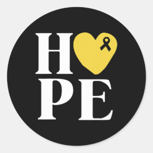 Childhood Cancer Fighter  Hope Gold Ribbon Awarene Classic Round Sticker