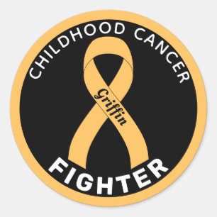 Childhood Cancer Fighter Ribbon Black Classic Round Sticker