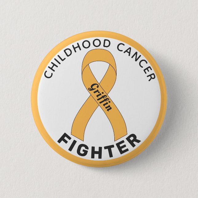 Childhood Cancer Fighter Ribbon White Button (Front)