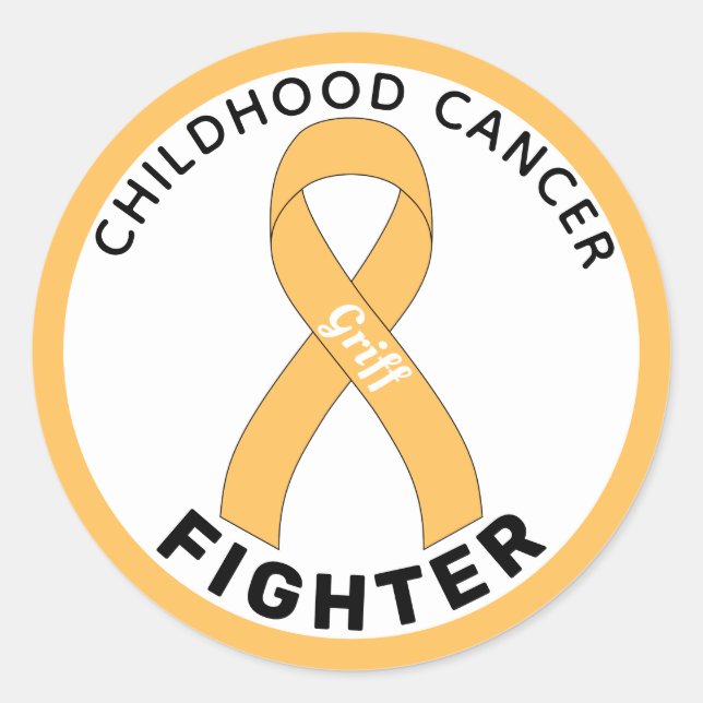 Childhood Cancer Fighter Ribbon White Classic Roun Classic Round Sticker (Front)