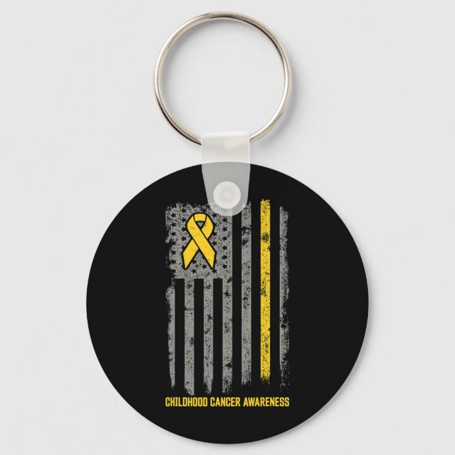 Childhood Cancer  Flag Childhood Cancer Awareness  Key Ring (Front)