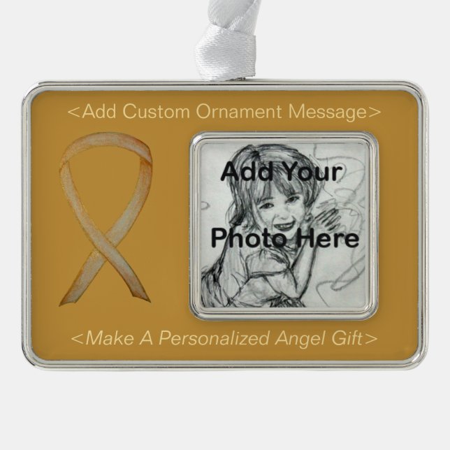 Childhood Cancer Gold Awareness Ribbon Ornament (Front)