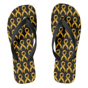 Childhood Cancer Gold Ribbon Flip Flops