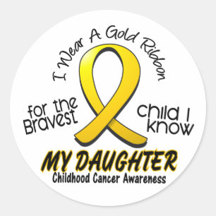 Childhood Cancer Gold Ribbon For My Daughter Classic Round Sticker