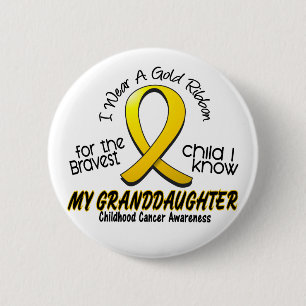 Childhood Cancer Gold Ribbon For My Granddaughter 6 Cm Round Badge