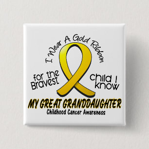 Childhood Cancer Gold Ribbon Great Granddaughter 15 Cm Square Badge