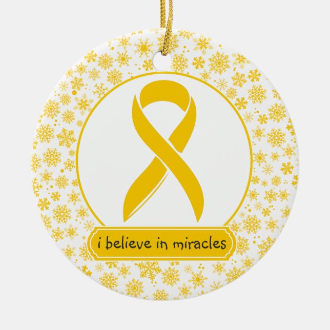 Childhood Cancer Gold Ribbon Ornament (Front)