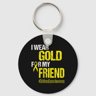 Childhood Cancer Gold Ribbon t  Wear Gold For My F Key Ring