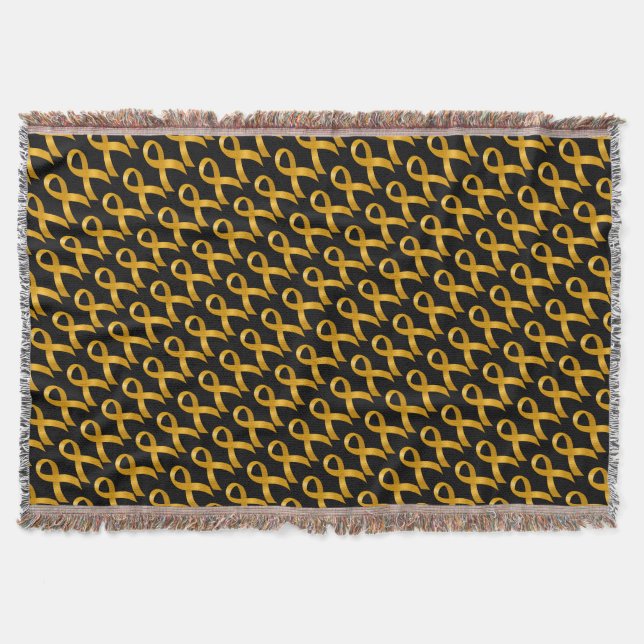 Childhood Cancer Gold Ribbon Throw Blanket (Front)