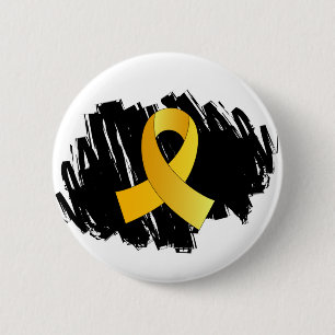Childhood Cancer Gold Ribbon With Scribble 6 Cm Round Badge