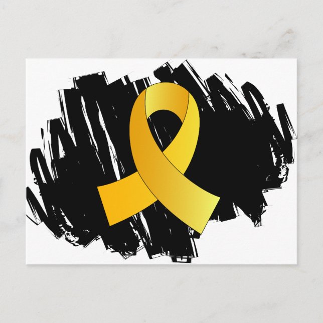 Childhood Cancer Gold Ribbon With Scribble Postcard (Front)