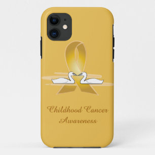 Childhood Cancer Gold Ribbon with Swans iPhone 11 Case