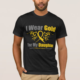 CHILDHOOD CANCER Gold Tribal Ribbon Daughter T-Shirt